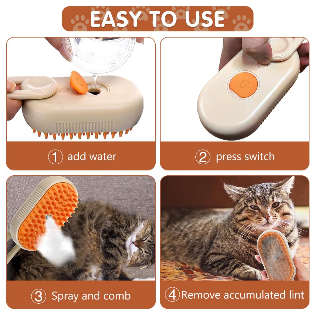 Qpets Electric Pet Steam Hair Brush Bath-free Pet Hair Cleaning Brush Grooming Brush with Rotatable Handle USB Rechargeable 2 in 1 Steam Massage Brush Pet Hair Brush Remove Mat Shedding Qpets Electric Pet Steam Hair Brush Bath-free Pet Hair Cleaning Brush Grooming Brush with Rotatable Handle USB Rechargeable 2 in 1 Steam Massage Brush Pet Hair Brush Remove Mat Shedding